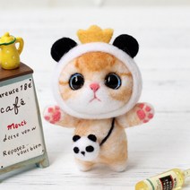 양모 펠트 DIY 키트, 팬더고양이, 1세트
