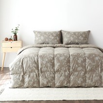 라뽐므 리플라워 구스이불 한겨울용 + 노르빅 패드 + 베개커버 세트, 다크그레이(이불), 어반화이트(패드,베개커버)