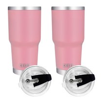 KEEP 대용량 이중 진공 스텐 보온 보냉 밀폐형 빨대 뚜껑 텀블러 2p, 핑크, 핑크, 900ml