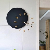 어긋난몰 거실 인테리어 벽걸이 어긋난 벽시계 2p, 블랙 + 금색 숫자(시계), 랜덤발송(꼭꼬핀)
