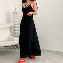 시크블랙 토로지 투스트랩 롱 원피스 cpops7943k27