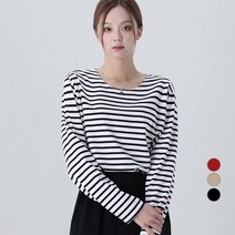 어썸어라운드 여성용 기본 스트라이프 긴팔 티셔츠