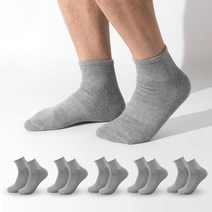시너싹스 남성용 도톰한 파일 쿠션 스포츠 단목 양말 6켤레 세트, 그레이