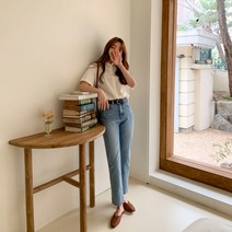 여성용 멘지르 워싱 일자 데님팬츠 PT7247K13