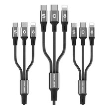 스윗홈 3in1 고속 멀티 패브릭 케이블 3p, 다크 그레이, 1.5m, 3개