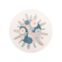 쿼르디 DIY 봄꽃 자수 재료 세트, 블루 핑크, 1세트