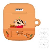 짱구 큐티 컬러 에어팟 2 / 1세대 공용 하드 케이스 + 철가루방지스티커 2p, 큐티 야미 짱구