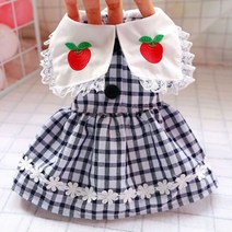 펫띠 강아지 애플카라 체크 원피스, 혼합색상