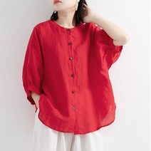 아티렐 여성용 단색 린넨 레트로 셔츠