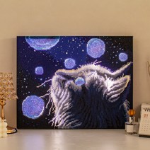 아트조이 DIY LED 캔버스형 보석십자수 40 x 50 cm, 방울방울 고양이, 1개