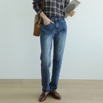 여성용 빼빼 데일리 빈티지워싱 일자 데님 팬츠