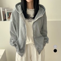 세컨그라운드 여성용 루즈핏 베이직 기모 후드집업