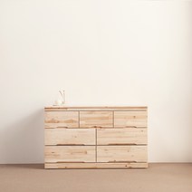 하모벨 삼나무 원목 3단 와이드 서랍장 1200 방문설치, 내추럴