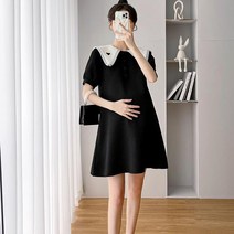 마켓A 하트 빅카라 퍼프 임부 원피스