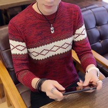 알로데 남성용 다이아몬드 라인 배색 스웨터