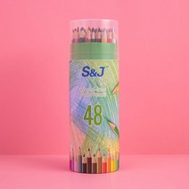 다용도 색연필 원통형 케이스 세트, 1세트, 48색
