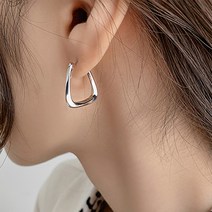 여성용 디아더컬러 실버 925 원터치 삼각 링 귀걸이