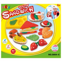 하늘썬별 맛있는 샌드위치 도우 점토놀이 yiqis5804c, 혼합색상, 1kg
