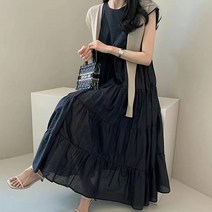 더업 여성용 모모 나시 캉캉 롱 원피스