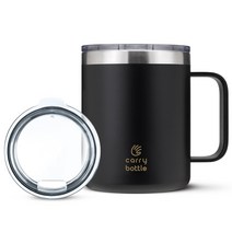 캐리보틀 스탠다드 스테인레스 머그 텀블러 + 뚜껑, 블랙, 360ml