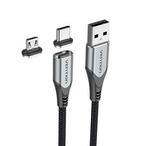 벤션 2in1 마그네틱 5핀 C타입 고속 충전 케이블 CQM, 2m, 혼합색상, 1개