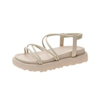 스타 여성용 통굽 스키니 크로스 샌들