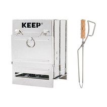 KEEP 캠핑 우드스토브 화로대 + 우드 핸들 숯 집게 세트, 1세트