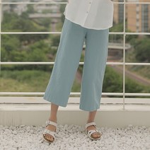 빼빼 여성용 루스 허리밴딩 통 일자 면스판 바지