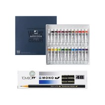 신한화구 수채 물감 7.5ml + 톰보 모노J 4B 1타 세트, 24색
