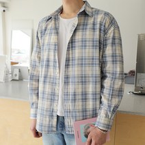 플레이즈 남성용 심플체크 셔츠 남방