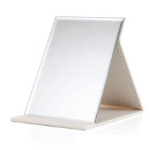무다스 PU 커버 접이식 휴대용 탁상 거울 대형, 화이트