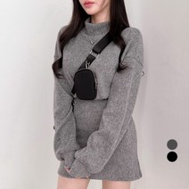 밀키버터 여성용 도톰 기모 반폴라 미니 원피스