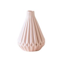 주름패턴 세라믹 탁자 꽃병 YT_RA096, 핑크 입