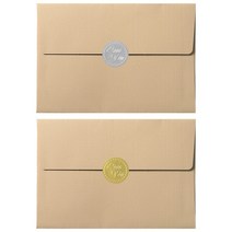 러브유 원형스티커 50p + 파스텔 청첩장 앤 엽서 봉투 50p 세트, 랜덤발송(원형스티커), 브라운(봉투), 1세트
