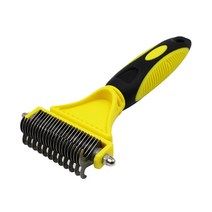 강아지 고양이 엉킨털 죽은털 제거 듀얼 갈고리 브러쉬, 옐로우, 1개