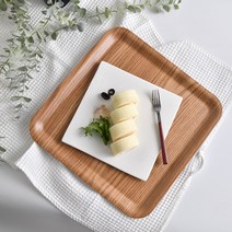 로야 정사각 논슬립 쟁반, 우드