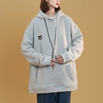 마켓A 베어자수 캐주얼 후드티셔츠
