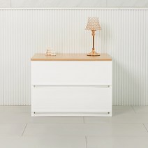 샤바스 컬러스토리 우드상판 2단 서랍장 600, 화이트, 2개