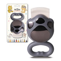 멍냥 반려동물 귀여운 고양이 발 모양 빗 7.8 x 15.8 cm, 그레이블랙미러, 1개