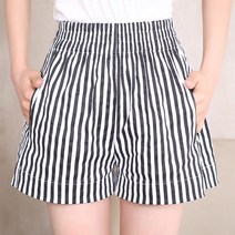 구디프 여성용 세로 스트라이프 와이드레그 숏팬츠