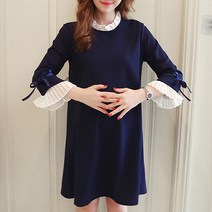러블리 소매 프릴 미니멀한 임부복 산모 원피스
