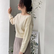 슈가펀 여성용 리프 여리핏 보트넥니트