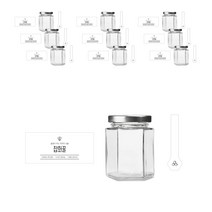 육각 꿀병 160ml + 러그캡 실버 + 병스티커 심플잡화꿀S + 봉인스티커 세트, 10세트