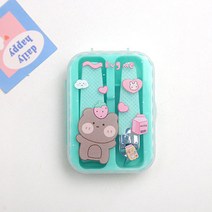 굿에스더 캐릭터 휴대용 손톱깎이 2종 + 케이스, 그린곰, 1세트