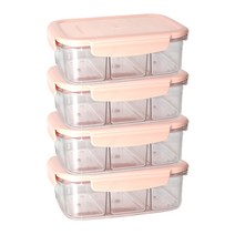 은스홈 컬러 트라이탄 3칸 나눔용기 900ml, 4개, 단품