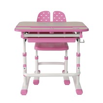 루나랩 어린이 높이 각도 조절 책상   의자 세트, 핑크