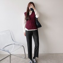 로미스토리 여성용 스트라이트핏 밴딩 팬츠