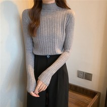여성용 MA 데미 반폴라 골지 니트