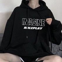 IMAGINE 포인트 로고 임산부 긴소매 후드티
