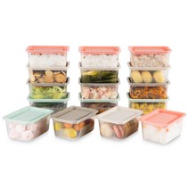 인콕 파스텔 사각 냉동밥보관 밀폐용기 420ml 4종 세트, 1세트, 민트 4p + 핑크 4p + 아이보리 4p + 브라운 4p